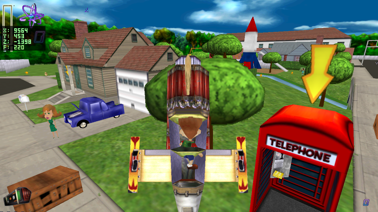 Jimmy seated inside the rideable rocket during flight
