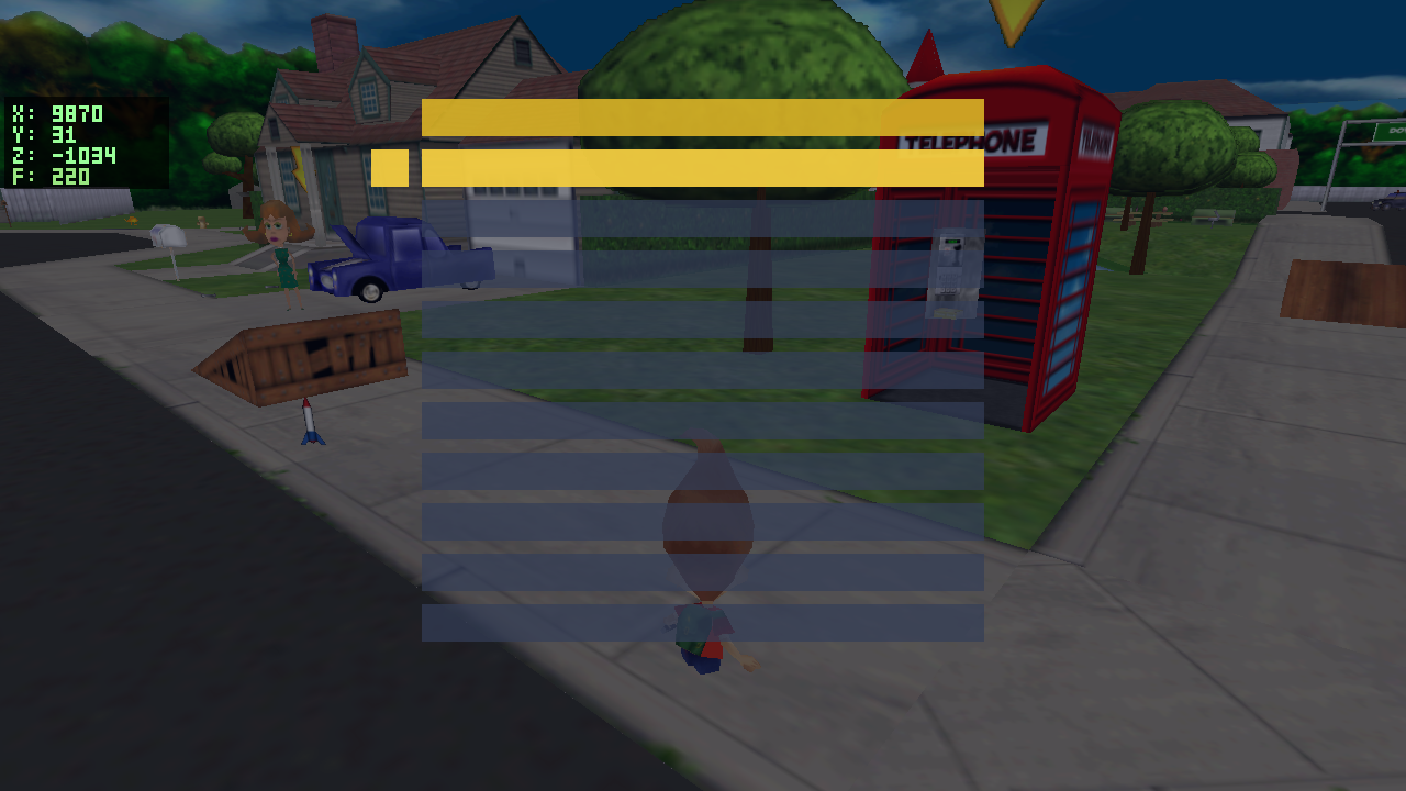 N5 placeholder main menu overlay over the live level