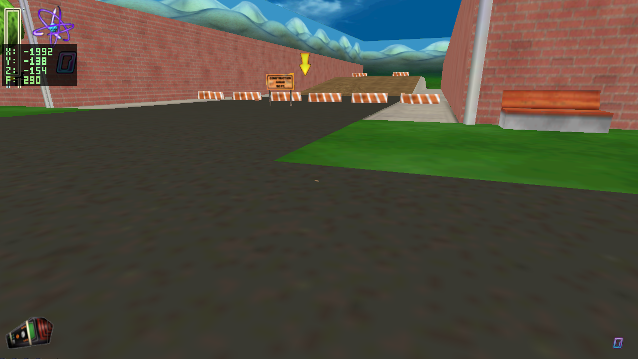 Before fix: camera at ground level after player is shoved below the floor