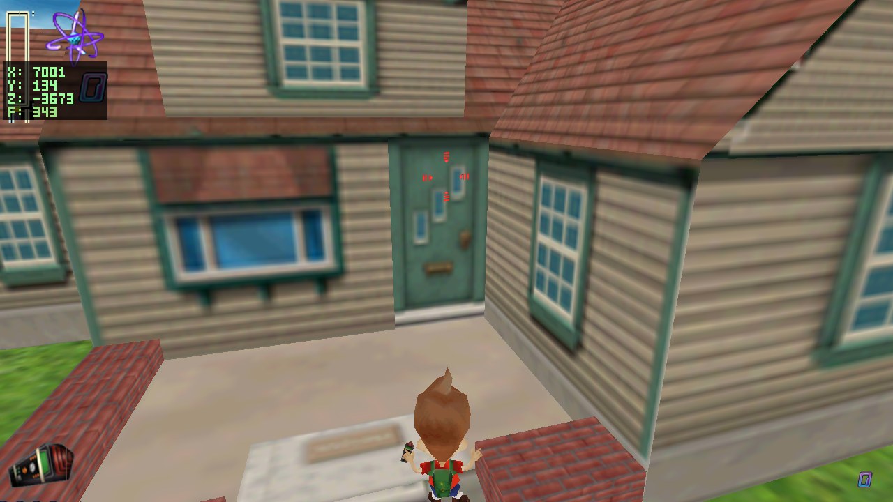 before: untextured arrow mesh in doorframe