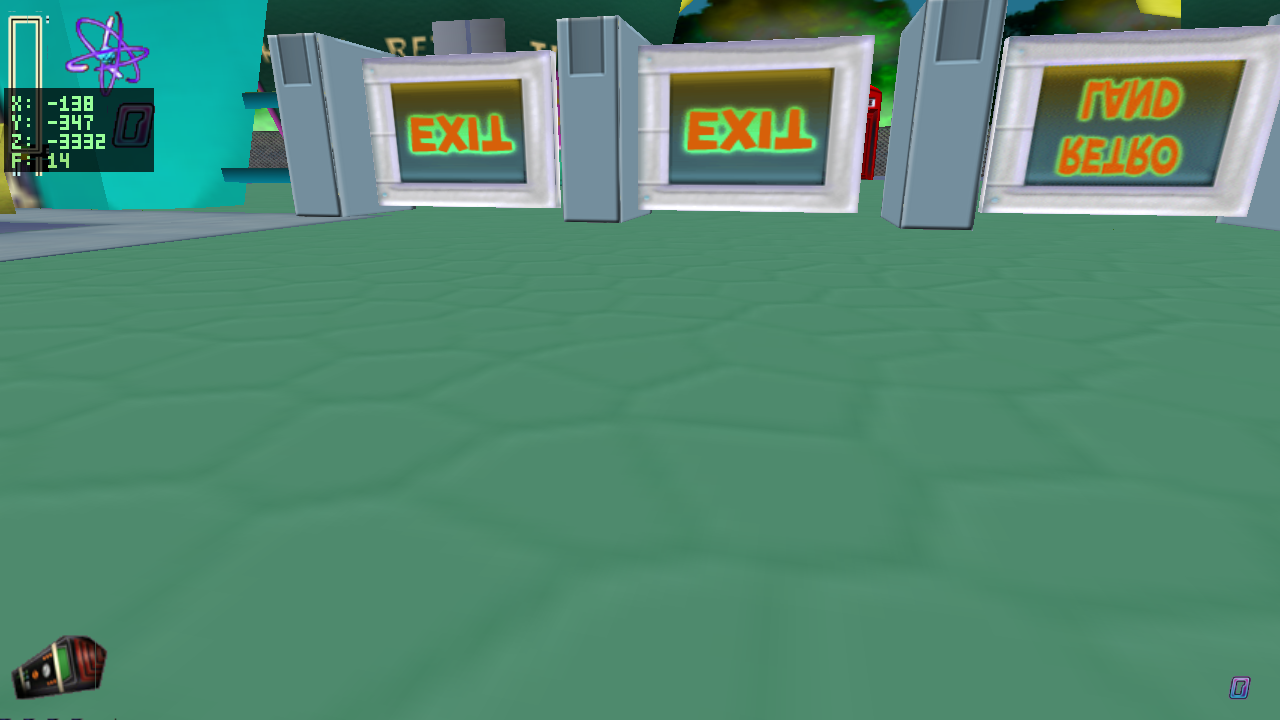 before: upside-down EXIT text
