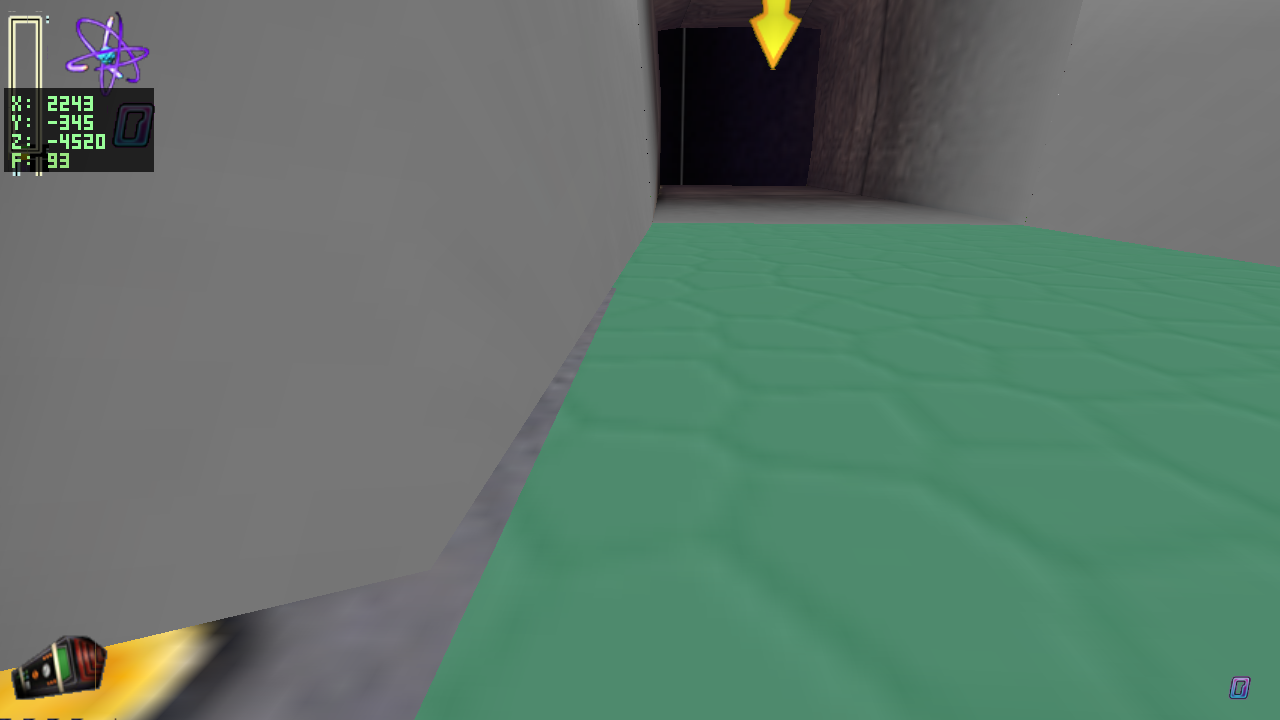 before: mummy door rotated edge-on, dark recess showing